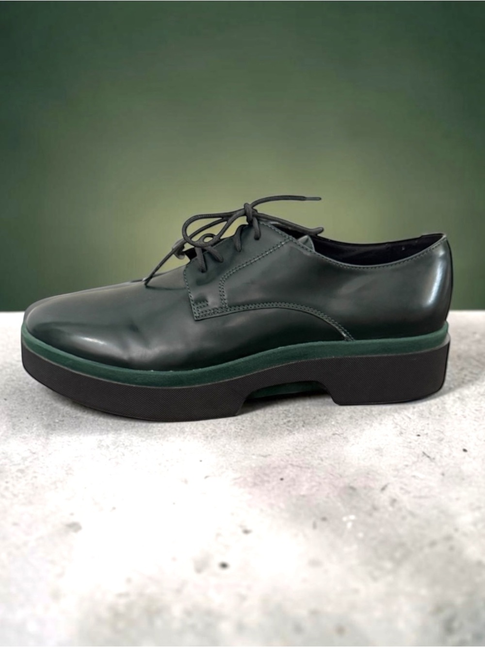 Geox Respira Dark Forest Green Derby’s Platform Oxfords